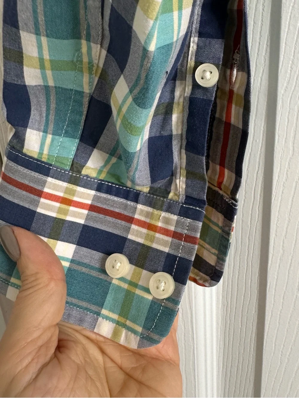 Banana Republic  Plaid Button-Down Shirt in Navy, Green & White Men's Size Small